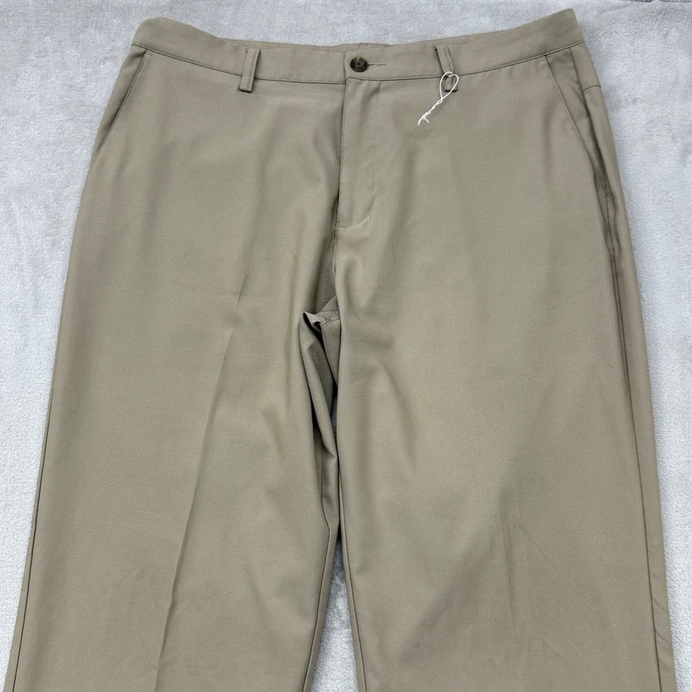 Adidas Golf Pants Mens 36x32 Tan Climalite Flat Front Straight Leg Performance